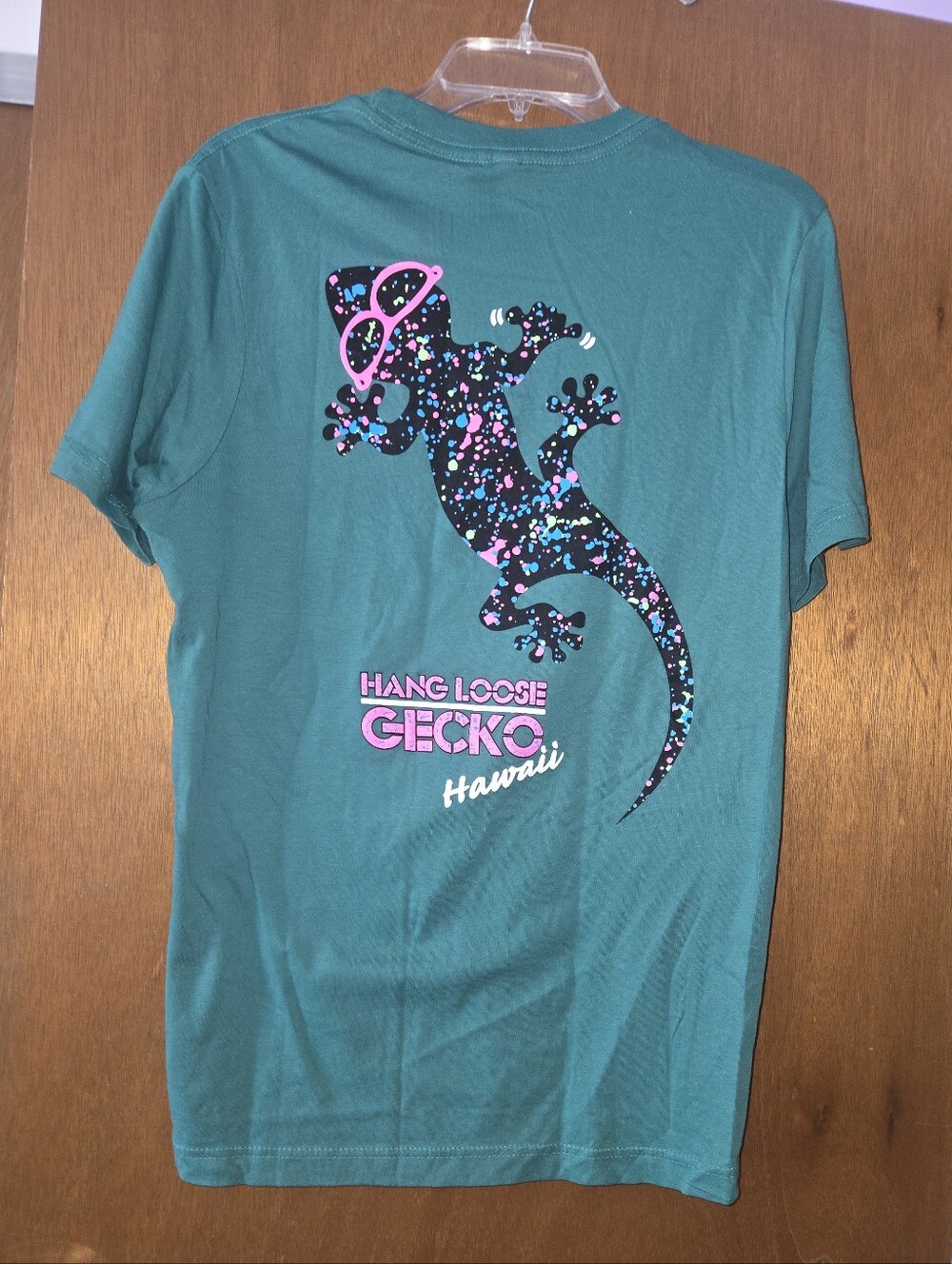 NWOT Gecko Hawaii Hang Loose Teal Graphic T‑Shirt Medium